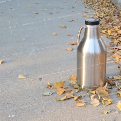 China Silk Screen Beer Growler Bottles Insulated Stainless Steel Growler With Beer Spear for sale