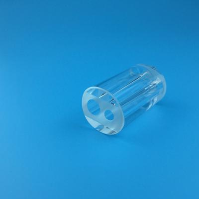 China SGS Laser Spare Parts Transparent Circular Quartz Flow Tube Double Hole for sale
