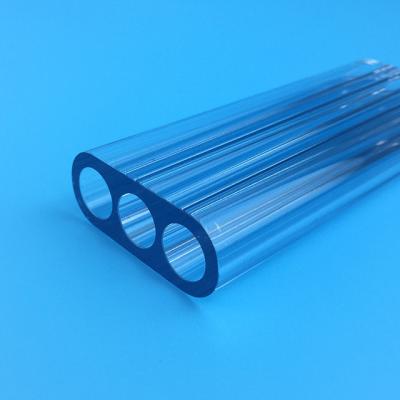 China Triple Bore Polished Laser Flow Tube Cerium Doped Quartz transparent Color for sale