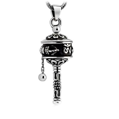 China Sterling Silver Antique-like Vintage Prayer Wheels 925 Silver Wheat Chain Pendant Necklace(N6030807) for sale