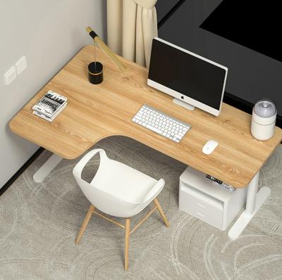 China Custom School Student Study Electric Height Adjustable L-Shape Desk with Wooden Desktop for sale
