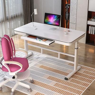China Adjustable Height Desk for Recording Studio Table in White Glass and PANEL Wood for sale
