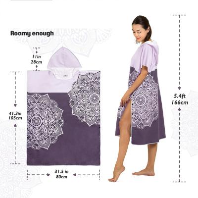 China Adult Windproof Outdoor Change Cloth Bath Robe Printed Surf Hooded Poncho Towels for sale