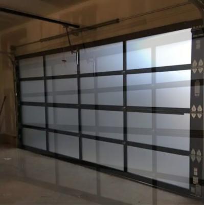 China Porta Seccional de Alumínio Moderno Porta de Isolamento Sonoro de Ligação Branca/Marrom/Cinza Porta de Vidro Transparente de Abertura Automática à venda