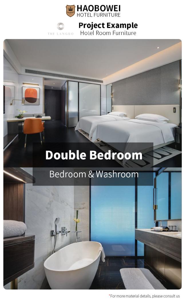 Modern Style 5 Resort Star Hotel Foshan China Double Bedroom Set Furniture