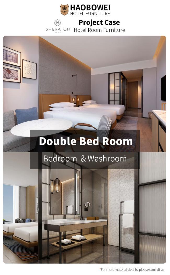 Marriott Business Hotel Furniture Modern Standard Double Bedroom Set Custom Five Star