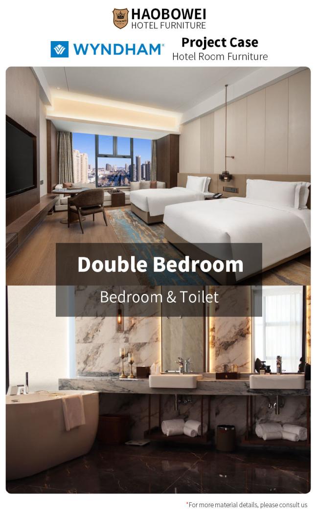 Resort Hotel Furniture Bed Modern Luxury King Size Business Bedroom Set Headboard
