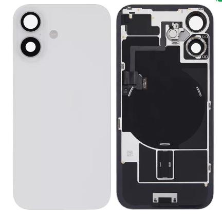 White tempered glass back cover for iPhone 16