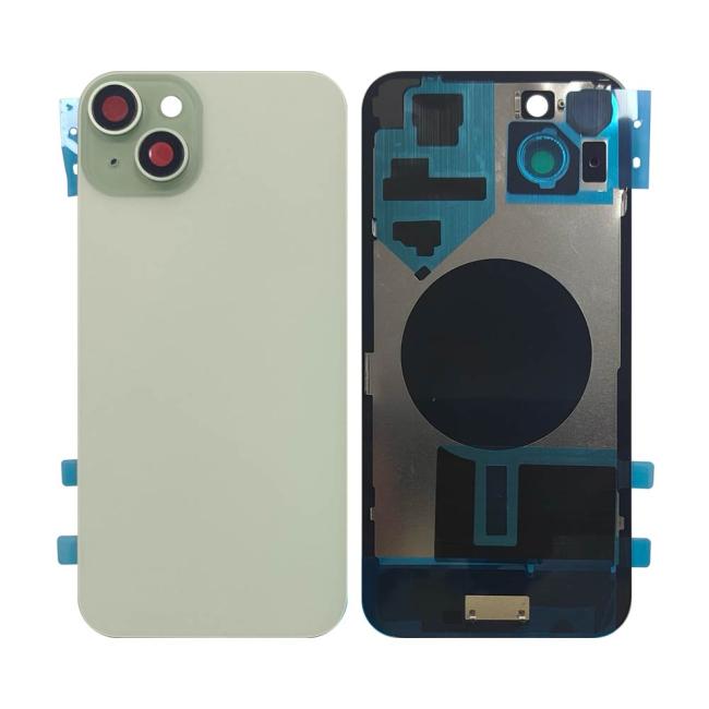 Green tempered glass back cover for iPhone 15 Plus