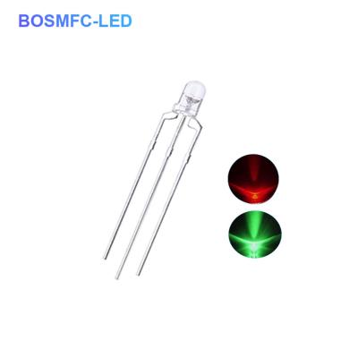 Chine Bi couleur 3 mm à travers le trou LED multifonctionnel 20mA lumière rouge verte à vendre