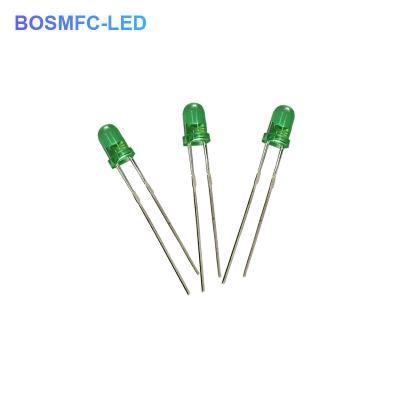 China 3 mm de luz verde LED diodo emisor de luz 5V longitud de onda 520nm-535nm en venta