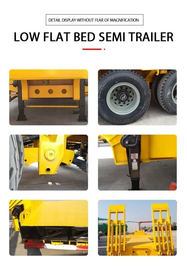 3axles 60tons Low Flatbed Flat Bed Semi Truck Trailer