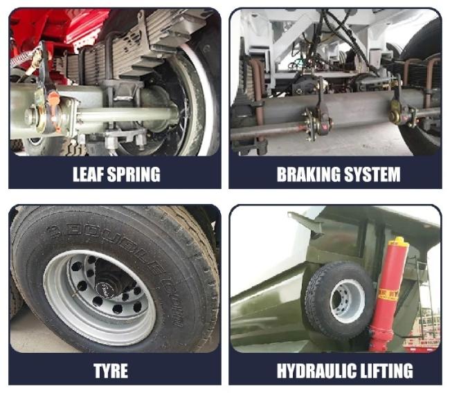 3 Axles Stone Transportation Cargo Semi Trailer Truck Rear Dumper Tipper Trailers Hydraulic Cylinder Dump Trailer