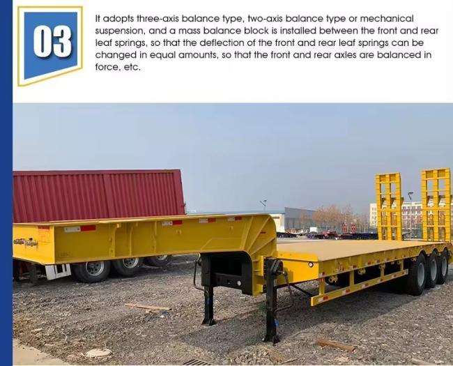 Axle Low Bed Semi Trailer Truck Heavy Loaders Container Transport Low Bed Flatbed Semi Truck Flatbed Trailer