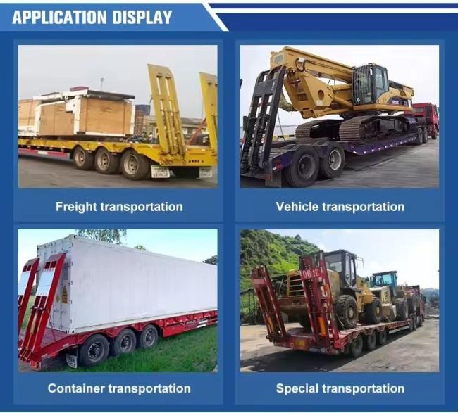 Axle Low Bed Semi Trailer Truck Heavy Loaders Container Transport Low Bed Flatbed Semi Truck Flatbed Trailer