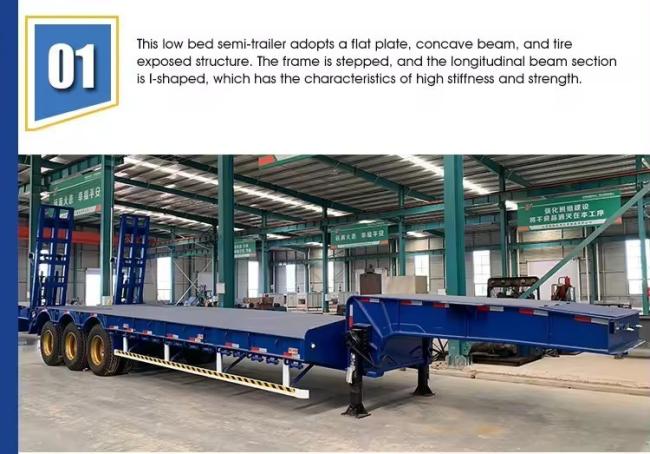 Hot Sale Heavy Duty 2/3/4 Axle 60 80 100 Tons Gooseneck Detachable Low Loader Lowboy Truck Flatbed Lowbed Semi Trailer