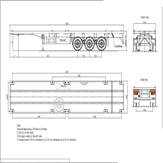 Truck Trailer Chassis, Skeleton Semi Trailer, 20FT Container Chassis Skeleton Semi-Trailer
