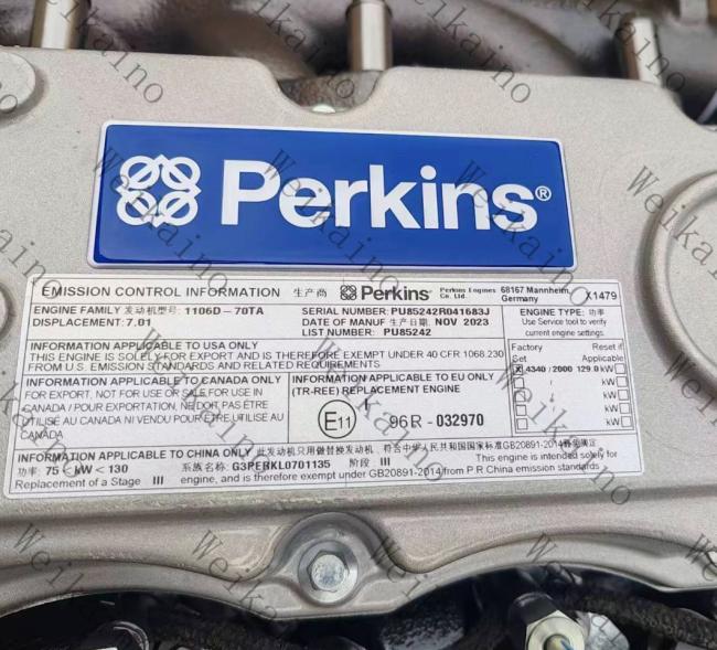 Original Brand New Perkins Excavator Engine Parts Original Complete Engine Assy 1106D-70ta C7.1 Engine