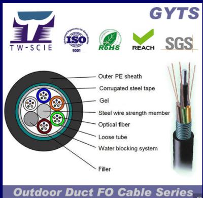 China GYTS Steel Armored with PE sheath Fiber Optic Cable For Duct And Aerial with loose tube for sale
