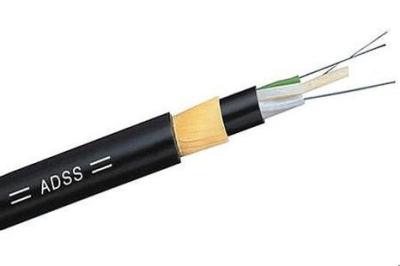 China 12 cores ADSS optical  fiber cable  non-metal Black Outer Sheath Easy Installation for power telecommunication for sale