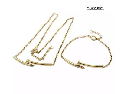 China Anniversary Stainless Steel Jewelry Set Love Token Nail Bracelet And Necklace Set for sale