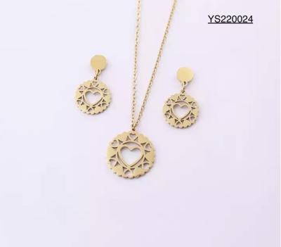 China Cutout Heart Drop Earrings Necklace Set for sale