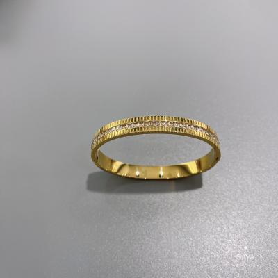 China 18K Gold Diamond Set Stainless Steel Bangle Narrow Edition Star Bracelet for sale