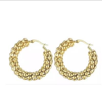China Anniversary 18K Gold Huggie Pendant Earrings Stainless Steel Earrings for sale
