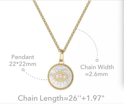 China Luxury Devil'S Eye Rhinestone Pendant Necklace 18K Gold Stainless Steel Necklace for sale