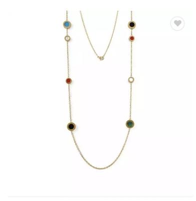 China Multicolored Marble Stack Wearing Long Necklace 18K Gold Stainless Steel Necklace for sale