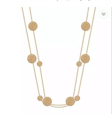 China Lush Court Style Gold Coin Fold Wear Necklace 18K Gold Stainless Steel Necklace for sale