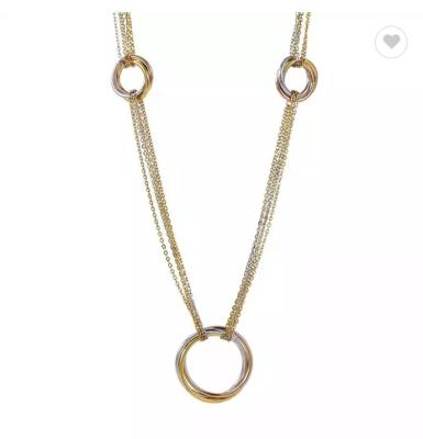 China Light Style Circle Pendant Long Necklace 18K Gold Stainless Steel Necklace for sale