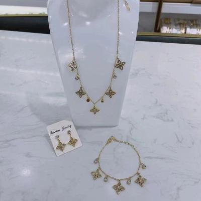 China 3 Pieces Elegant Water Droplets Crystal Necklace Earring Bracelet Set For Women Party à venda