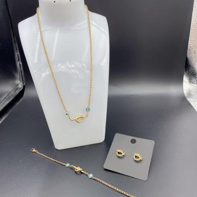 China High Polish Newest Gold Color Stainless Steel  Earring ,Necklace , Bracelet Sets For Lady for sale