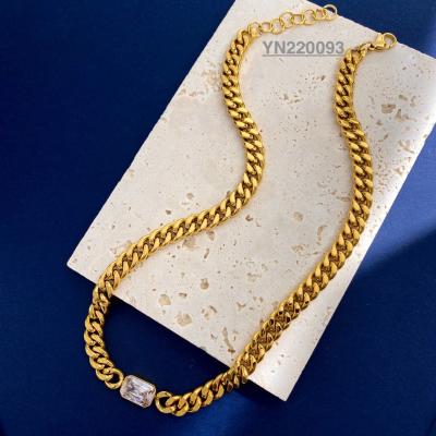 China Personalized Stainless Steel CZ Gold Necklace Miami Cuban Link Chain Necklace for sale