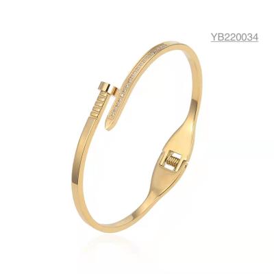 China 58X44mm Stainless Steel Designer Jewelry Rhinestone Gold Bracelet With Screw for sale