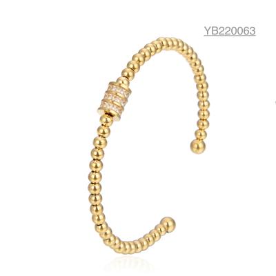 China Pulseira feminina de luxo de marca de luxo cilindro cilindro strass 14k pulseira de contas de ouro à venda