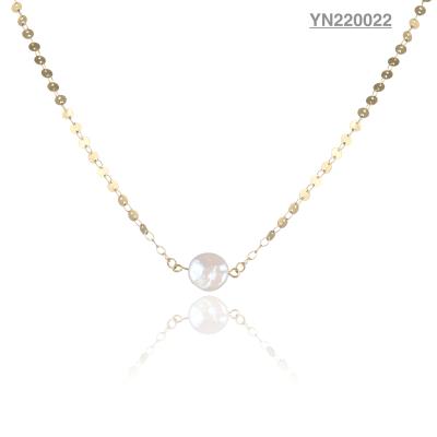 China Stainless Steel Shell Pendant Jewelry White Round Pearl Pendant Necklace for sale