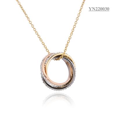 China Classic Jewelry Stainless Steel Necklace 3Pcs Rings Rhinestone Jewelry Necklace for sale