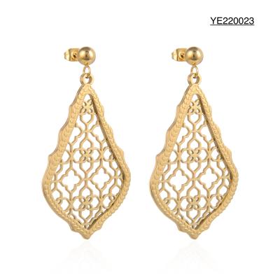 China Hollow Palace Style 14k Gold Stainless Steel Earrings 5.8cm for sale