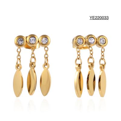 China Rhinestone Tassel Sequin Drop Earrings Fashionable 14k Gold Plated Earrings for sale