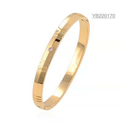 China Luxurious Brand Roman Numeral Mosaic Bangle K Gold Snap Bracelet 58x44mm for sale