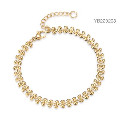 China Extravagance Brand Gold Rhinestone Bracelet Olive Leaf Hand Chain Bracelet for sale