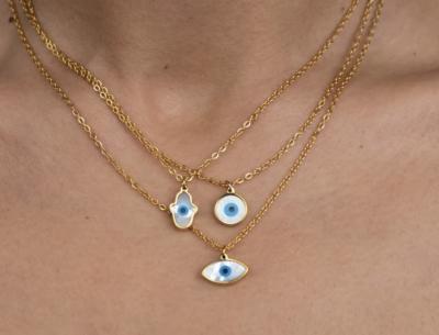 China OEM ODM Shell Pendant Jewelry Blue Devil's Eye Necklace For Party for sale