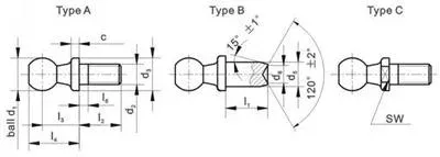 Low Carbon Steel /Stainless Steel Ball Stud DIN71803