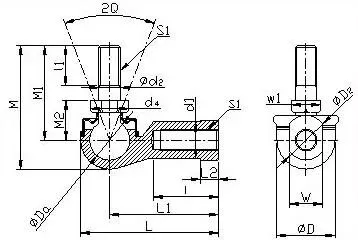 SQ Series Ball Joint Rod Ends Bearings (SQ5D SQ6D SQ8D SQ10D SQ10BD SQ12D SQ12BD SQ14D SQ14BD SQ16D SQ16BD SQ18D SQ20D SQ22D)