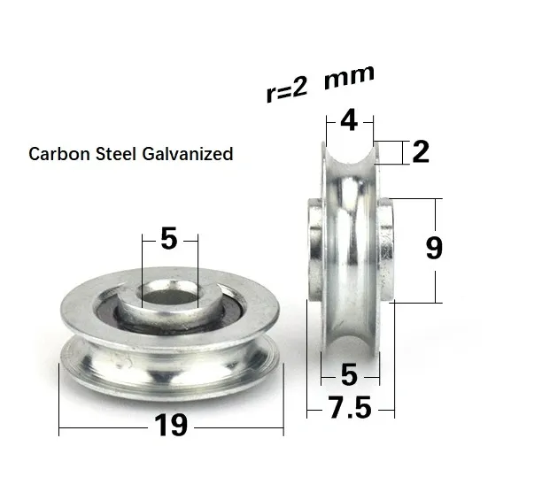 5x23x6.5mm Nickel Plated Track Roller Bearings / Sliding Doors Rollers Wheels / Aluminum Sliding Window Roller