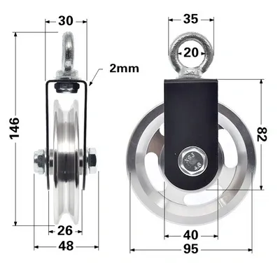 Aluminum Alloy Bearing Pulley Wheels For Gym Fitness Equipment / Aluminium Sliding Window Wheels