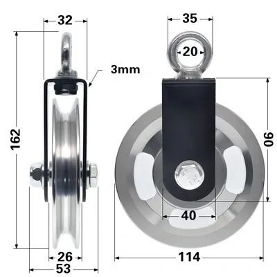 Aluminum Alloy Bearing Pulley Wheels For Gym Fitness Equipment / Aluminium Sliding Window Wheels