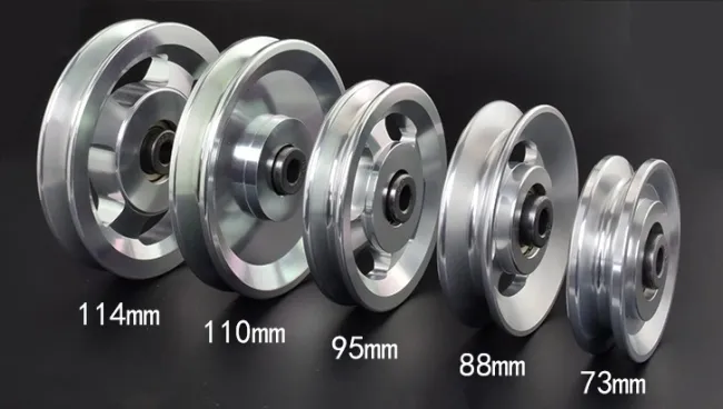 Aluminum Alloy Bearing Pulley Wheels For Gym Fitness Equipment / Aluminium Sliding Window Wheels
